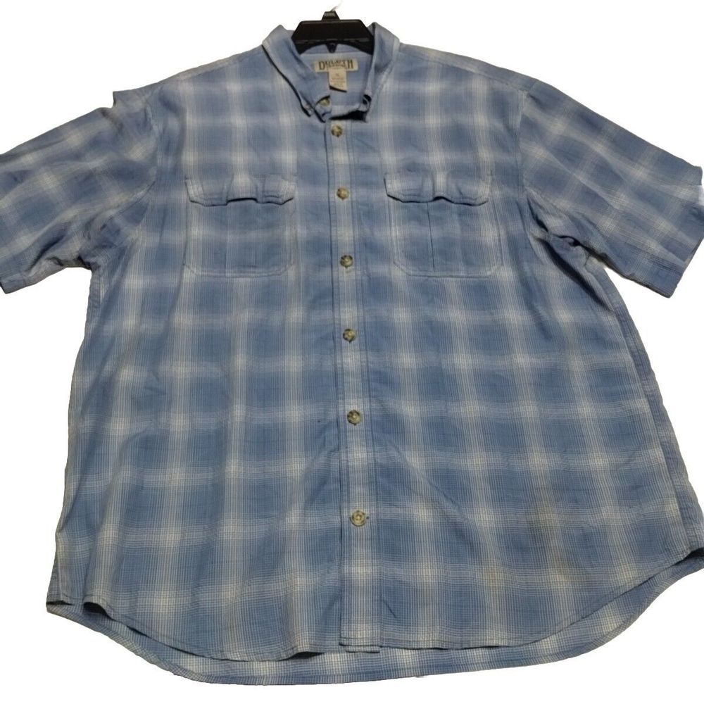 Duluth Trading Co. Button Up Shirt  Blue XL Nylon Blend Shirt Sleeve